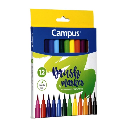 [630843] ROTULADOR CAMPUS PUNTA PINCEL 12 COLORES