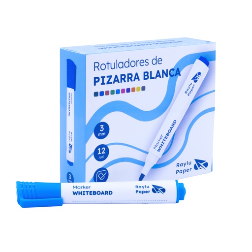 [704349] ROTULADOR DE PIZARRA RAYLU FLOW – 2 MM – AZUL CLARO – CAJA 12 UDS