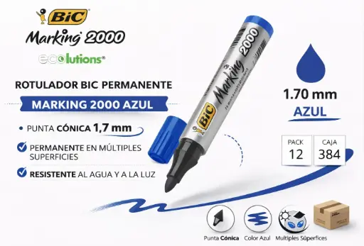 [140262] ROTULADOR BIC PERMANENTE MARKING 2000 AZUL PUNTA CONICA