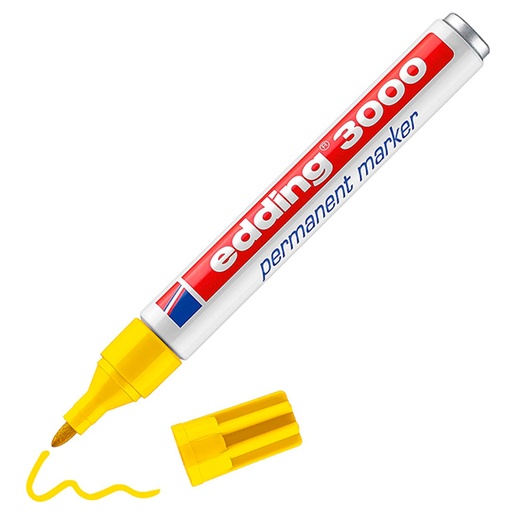 [119277] ROTULADOR EDDING  MARCADORES PERMANENTES 3000 – PUNTA CÓNICA 1,5–3 MM – AMARILLO