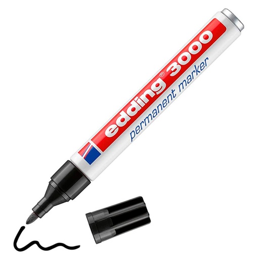[080283] ROTULADOR EDDING  MARCADORES PERMANENTES 3000 – PUNTA CÓNICA 1,5–3 MM – NEGRO