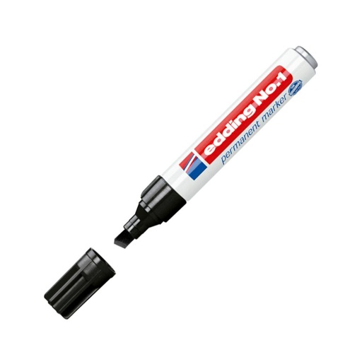 [080271] ROTULADOR EDDING MARCADOR PERMANENTE 1 – PUNTA BISELADA 2–7 MM – RECARGABLE NEGRO