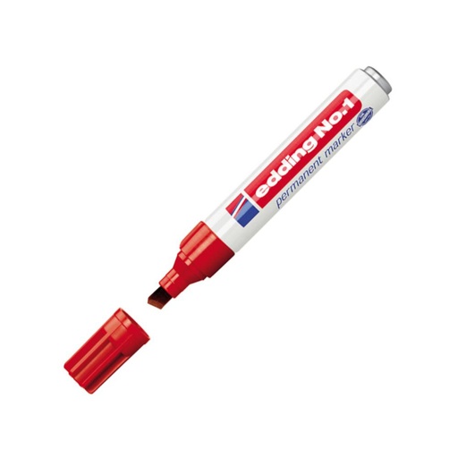 [080273] ROTULADOR EDDING MARCADOR PERMANENTE 1 – PUNTA BISELADA 2–7 MM – RECARGABLE ROJO