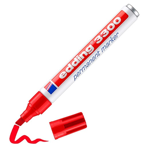 [119076] ROTULADOR EDDING MARCADOR PERMANENTE 3300 – PUNTA BISELADA 1–5 MM – RECARGABLE ROJO