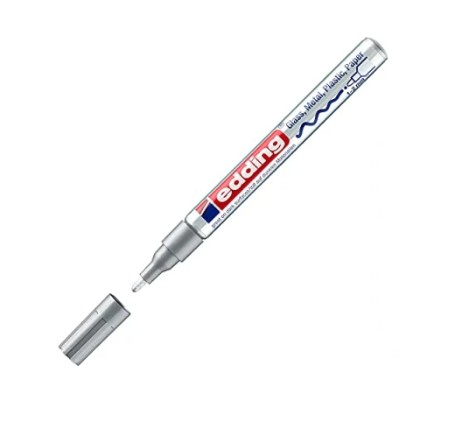 [120139] ROTULADOR EDDING MARCADOR PERMANENTE 751 – PUNTA REDONDA 1–2 MM – TINTA OPACA EFECTO LACADO – PLATA