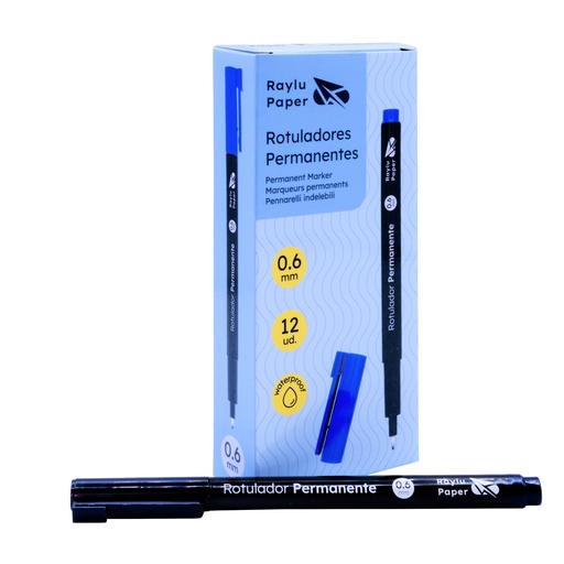 [080502] ROTULADOR PERMANENTE RAYLU PAPER DATA PEN – FINO 0,6 MM – NEGRO – CAJA 12 UDS