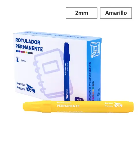 [081383] ROTULADOR PERMANENTE RAYLU ULTRAINK – PUNTA CÓNICA – TRAZO 1,5 MM – AMARILLO – CAJA 12 UDS