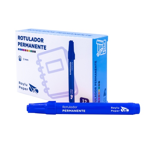 [080300] ROTULADOR PERMANENTE RAYLU ULTRAINK – PUNTA CÓNICA – TRAZO 1,5 MM – AZUL  – CAJA 12 UDS