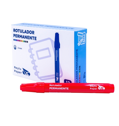 [080301] ROTULADOR PERMANENTE RAYLU ULTRAINK – PUNTA CÓNICA – TRAZO 1,5 MM – ROJO  – CAJA 12 UDS