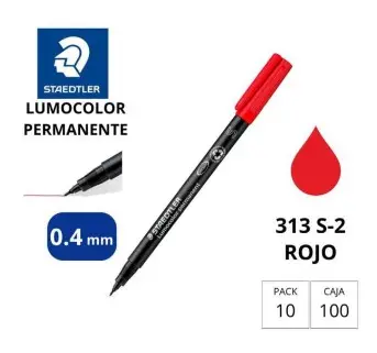 [080227] ROTULADOR STAEDTLER LUMOCOLOR PERMANENTE 313-2 ROJO PUNTA SUPERFINA