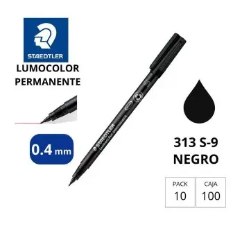 [080225] ROTULADOR STAEDTLER LUMOCOLOR PERMANENTE 313-9 NEGRO PUNTA SUPERFINA