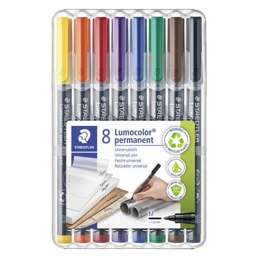 [080238] ROTULADOR STAEDTLER LUMOCOLOR PERMANENTE ESTUCHE 8 UDS PUNTA MEDIA