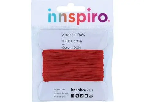 [70086] CORDÓN DE ALGODÓN ENCERADO FINO 1,5 MM ROJO – INNSPIRO (10 M)