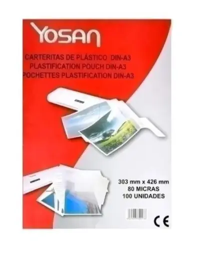 [220536] FUNDA PLASTIFICAR YOSAN A3 426x303MM 80 MICRAS CAJA 100UNIDADES