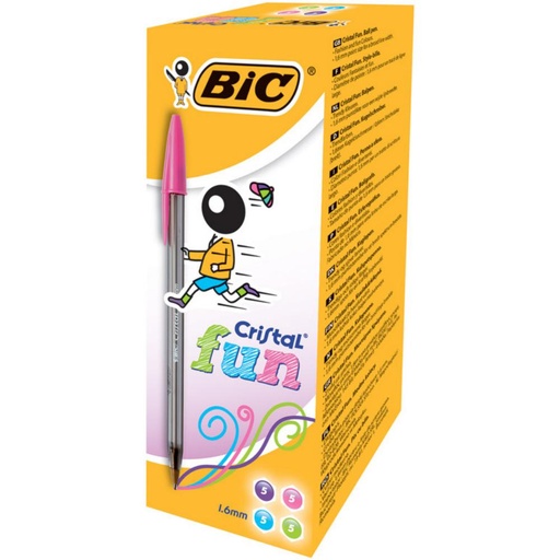 [119158] BOLÍGRAFO BIC CRISTAL FUN COLORES SURTIDOS · TINTA ACEITE · TRAZO 0,6 MM · PACK 20 UDS