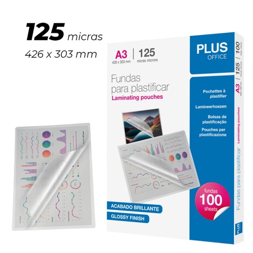 [220201] FUNDAS DE PLASTIFICAR FIXO®COVER A3 303x426 MM 125 MICRAS (CAJA 100 UDS.)