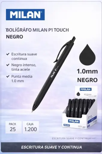 [120045] BOLÍGRAFO MILAN P1 TOUCH NEGRO