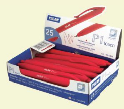[120046] BOLÍGRAFO MILAN P1 TOUCH ROJO · PUNTERO TÁCTIL · PUNTA 1,0 MM · EXPOSITOR 25 UDS