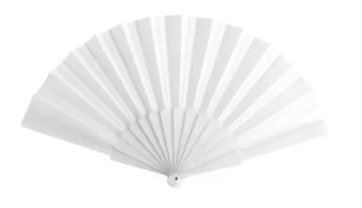 ABANICO BLANCO DE TELA Y PLÁSTICO – ELEGANTE Y LIGERO