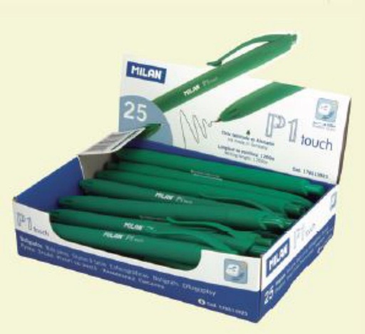 [120047] BOLÍGRAFO MILAN P1 TOUCH VERDE · PUNTERO TÁCTIL · PUNTA 1,0 MM · EXPOSITOR 25 UDS
