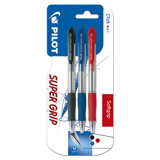 [118888] BOLÍGRAFO PILOT SUPER GRIP BLISTER 3 SURTIDOS