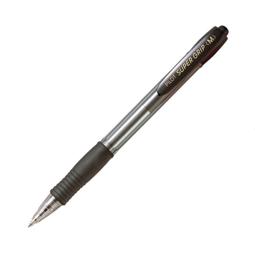 [080140] BOLÍGRAFO PILOT SUPER GRIP NEGRO · TINTA ACEITE · PUNTA 1,0 MM · TRAZO 0,4 MM · CLIC RETRÁCTIL · GRIP · PACK 12 UDS