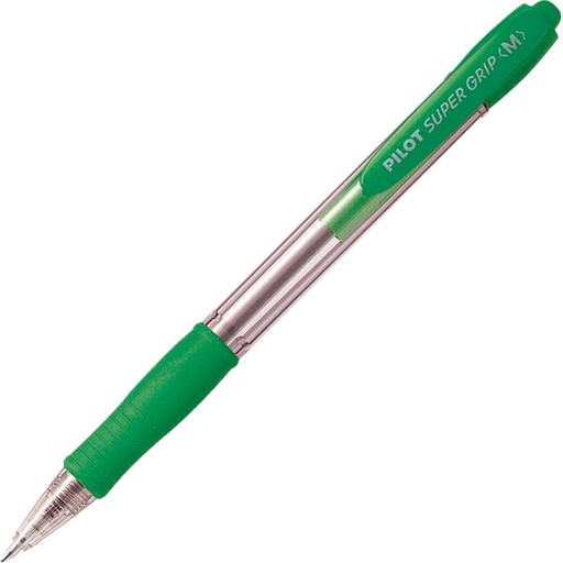 [119979] BOLÍGRAFO PILOT SUPER GRIP VERDE · TINTA ACEITE · PUNTA 1,0 MM · TRAZO 0,4 MM · CLIC RETRÁCTIL · GRIP · PACK 12 UDS