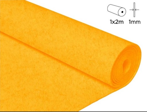 [825518] FIELTRO ACRÍLICO AMARILLO EN ROLLO 100×200 CM – 1 MM DE GROSOR, 160 G/M² (INNSPIRO)