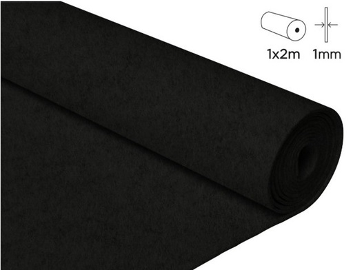 [825521] FIELTRO ACRÍLICO NEGRO EN ROLLO 100×200 CM – 1 MM DE GROSOR, 160 G/M² (INNSPIRO)