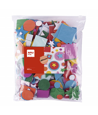 [650494] FORMAS GOMA EVA SURTIDAS · 4 FORMAS · TAMAÑOS Y COLORES SURTIDOS · PACK 500 UDS