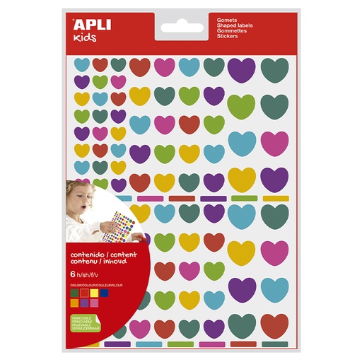[028453] GOMETS APLI CORAZON MULTICOLOR (6 HOJAS – 624 UDS)