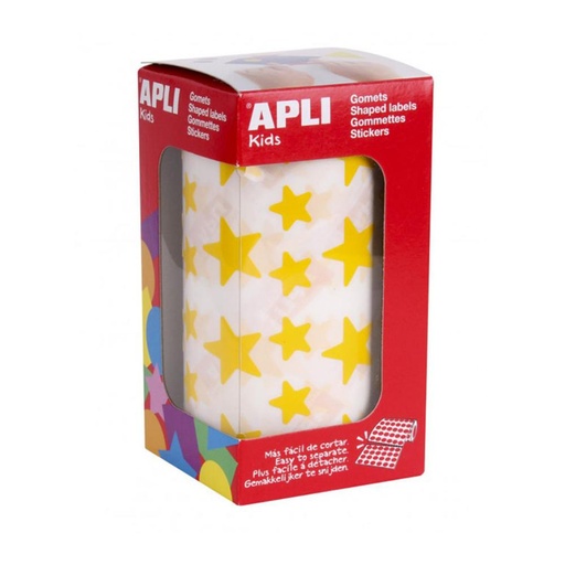[650000] GOMETS APLI ESTRELLAS 12,5 Y 19,5 MM AMARILLOS ROLLO