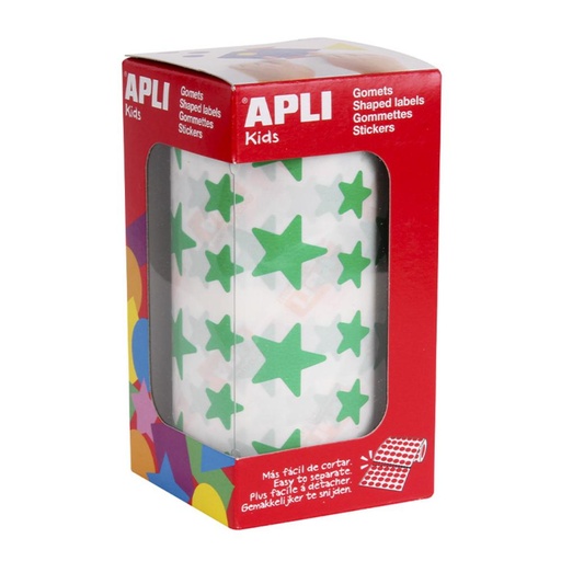 [650003] GOMETS APLI ESTRELLAS 12,5 Y 19,5 MM VERDES ROLLO