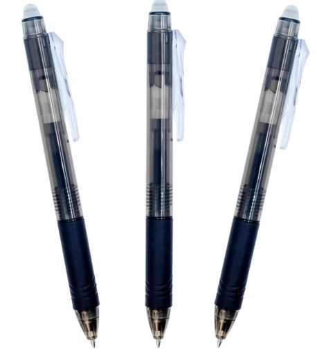 [120817] BOLÍGRAFO RAYLU IGNITE BORRABLE NEGRO · TINTA GEL BORRABLE · TRAZO 0,7 MM · CLIC RETRÁCTIL · GRIP BOLSA 3 NEGROS