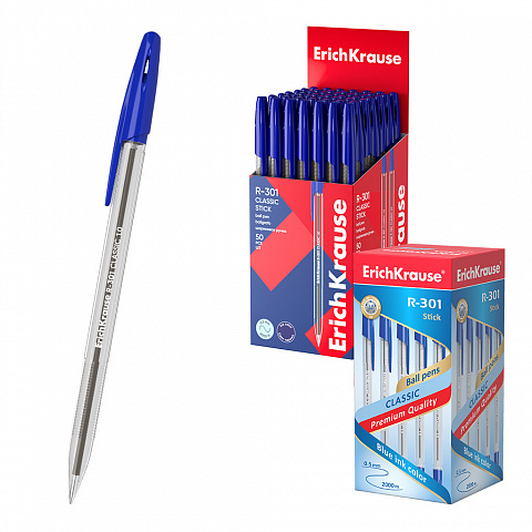 [080834] BOLÍGRAFO ERICHKRAUSE R-301 STICK 1.0 – AZUL – 50 UDS (CAJA)