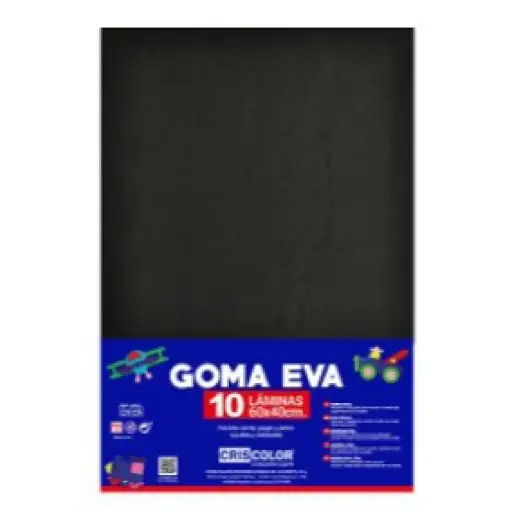 [630471] HOJAS DE GOMA EVA  – LÁMINAS UNICOLOR (NEGRO – 40x60x0,2 CM)