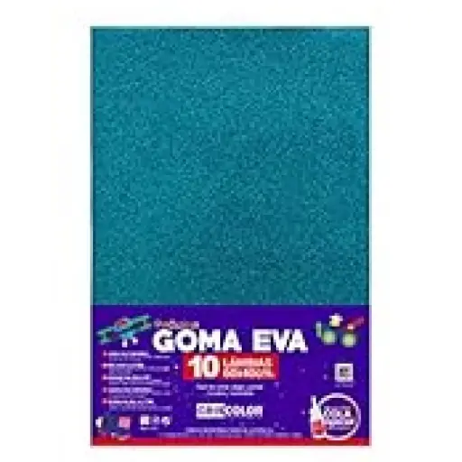[825351] HOJAS DE GOMA EVA CON PURPURINA UNICOLOR AZUL CLARO 40x60