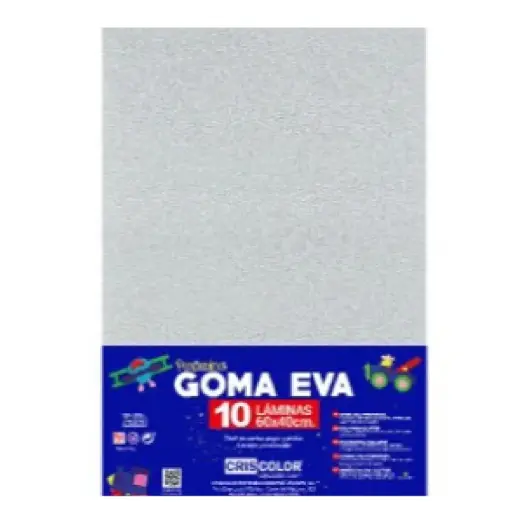 [825138] HOJAS DE GOMA EVA CON PURPURINA UNICOLOR BLANCO 40x60