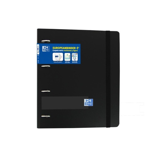 [650146] CARPEBLOC A4+ 4 ANILLAS 35MM CON RECAMBIO 5 COLORES CUADRÍCULA 5X5 TAPAS POLYFOAM NEGRO