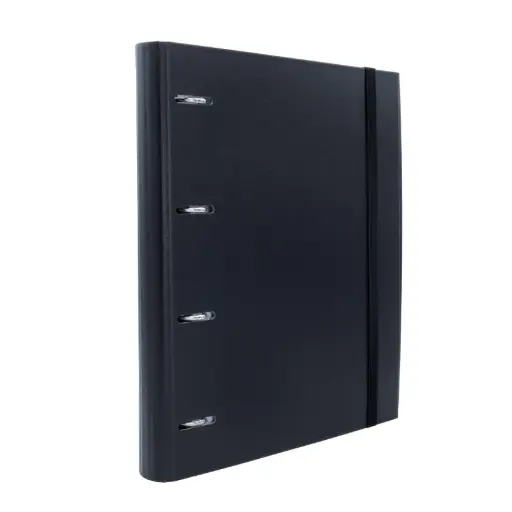 [209372] CARPEBLOCK 4 ANILLAS RAYLU PAPER® A4  NEGRO · ANILLAS Ø30 MM · LOMO 60 MM · 100 HOJAS 90 g 4×4 · 5 SEPARADORES · CIERRE ELÁSTICO · SISTEMA RADO