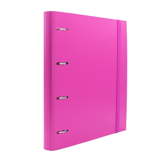 [180964] CARPEBLOCK 4 ANILLAS RAYLU PAPER® A4  ROSA OSCURO · ANILLAS Ø30 MM · LOMO 60 MM · 100 HOJAS 90 g 4×4 · 5 SEPARADORES · CIERRE ELÁSTICO · SISTEMA RADO