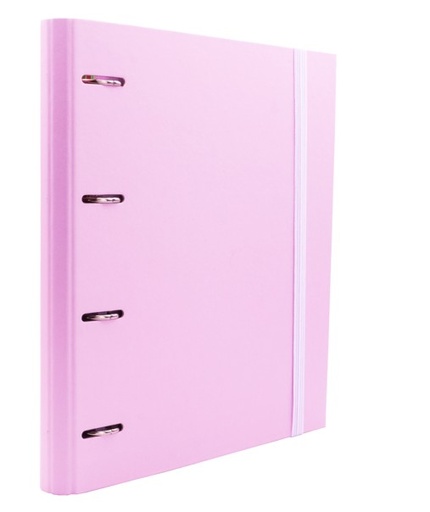 [209370] CARPEBLOCK 4 ANILLAS RAYLU PAPER® A4  ROSA PASTEL · ANILLAS Ø30 MM · LOMO 60 MM · 100 HOJAS 90 g 4×4 · 5 SEPARADORES · CIERRE ELÁSTICO · SISTEMA RADO