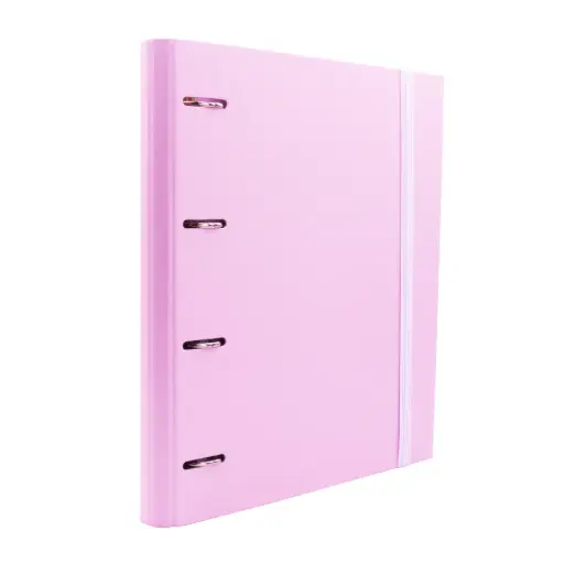 [209370] CARPEBLOCK 4 ANILLAS RAYLU PAPER® A4  ROSA PASTEL · ANILLAS Ø30 MM · LOMO 60 MM · 100 HOJAS 90 g 4×4 · 5 SEPARADORES · CIERRE ELÁSTICO · SISTEMA RADO
