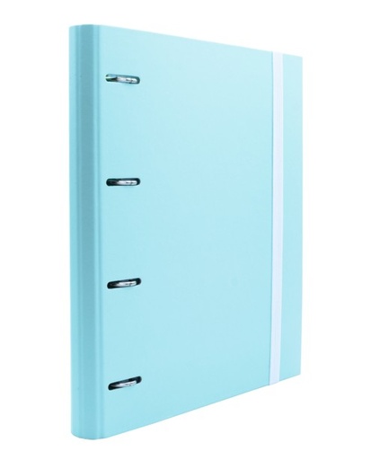 [209369] CARPEBLOCK 4 ANILLAS RAYLU PAPER® A4  VERDE PASTEL · ANILLAS Ø30 MM · LOMO 60 MM · 100 HOJAS 90 g 4×4 · 5 SEPARADORES · CIERRE ELÁSTICO · SISTEMA RADO