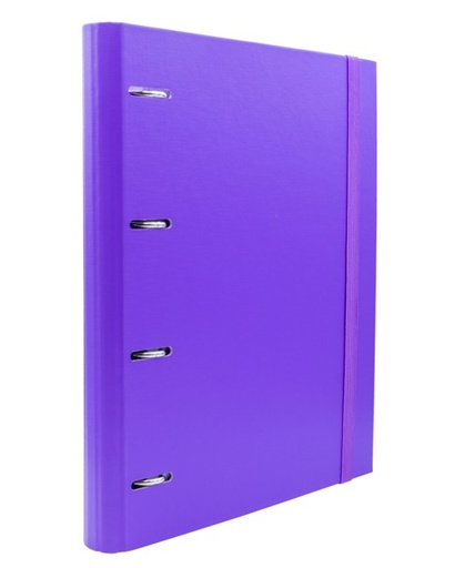 [209356] CARPEBLOCK 4 ANILLAS RAYLU PAPER® A4  VIOLETA · ANILLAS Ø30 MM · LOMO 60 MM · 100 HOJAS 90 g 4×4 · 5 SEPARADORES · CIERRE ELÁSTICO · SISTEMA RADO