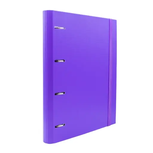 [209356] CARPEBLOCK 4 ANILLAS RAYLU PAPER® A4  VIOLETA · ANILLAS Ø30 MM · LOMO 60 MM · 100 HOJAS 90 g 4×4 · 5 SEPARADORES · CIERRE ELÁSTICO · SISTEMA RADO