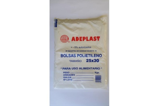 [070491] BOLSA POLIETILENO TRANSPARENTE 25 × 30 CM · PACK 100 UDS