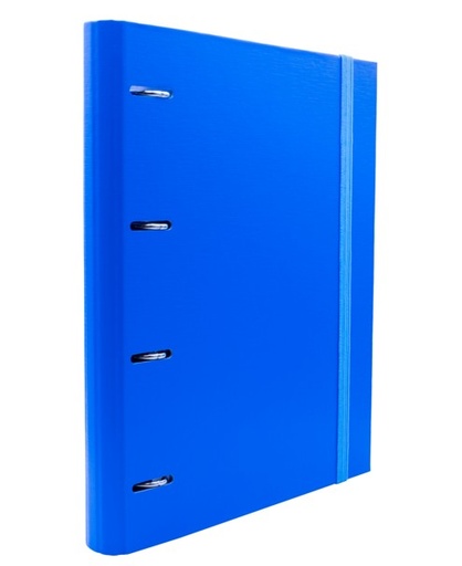 [180966] CARPEBLOCK 4 ANILLAS RAYLU PAPER® A4 AZUL CLARO · ANILLAS Ø30 MM · LOMO 60 MM · 100 HOJAS 90 g 4×4 · 5 SEPARADORES · CIERRE ELÁSTICO · SISTEMA RADO