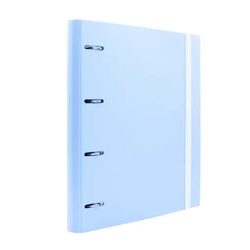 [209368] CARPEBLOCK 4 ANILLAS RAYLU PAPER® A4 AZUL PASTEL· ANILLAS Ø30 MM · LOMO 60 MM · 100 HOJAS 90 g 4×4 · 5 SEPARADORES · CIERRE ELÁSTICO · SISTEMA RADO