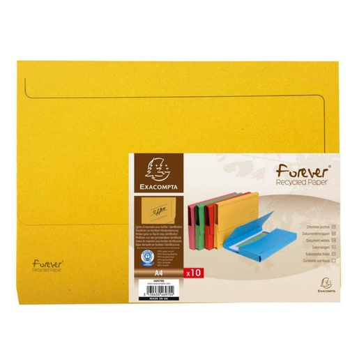 [180817] SUBCARPETAS A4 CON BOLSA – CARTULINA RECICLADA 290 G/M² – AMARILLO – PACK 10 UDS